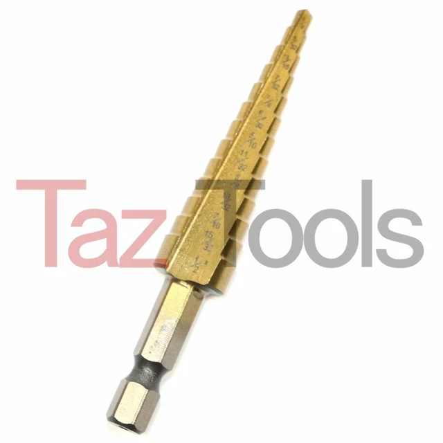 Step Drill Bit 1/8''- 1/2'' Titanium HSS M2 13 Sizes Industrial Reamer Drilling