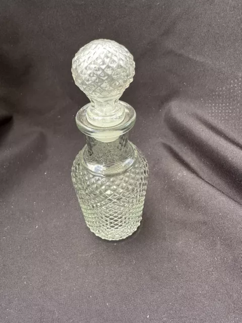 Avon  Apothecary Decanter Clear Cut Glass Perfume Bottle With Stopper   7"