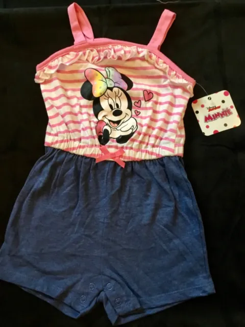 NWT DISNEY JUNIOR Baby Girl MINNIE MOUSE Toddler Jumper Romper Bodysuit 2T