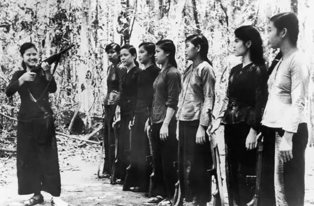 Vietnamese Women's Rifle Training 1967 Old Photo