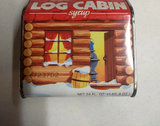 Lot of 2 VTG Log Cabin Syrup Tin Cans 100th Anniversary 1887-1987 General Foods