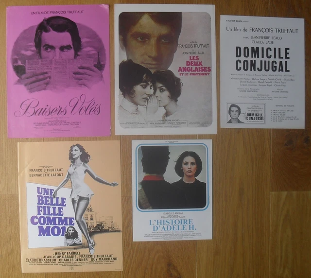 FRANCOIS TRUFFAUT lot de 5 synopsis cinema originale ann. 60/70