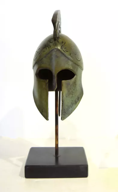 Ancient Greek Athenan Corinthian Helmet - Classic Period - Marble Base - Bronze