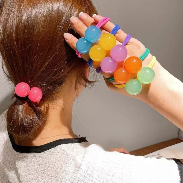 1pc Colorful Ball Elastic Hair Tie Acrylic Crystal Rubber Band Women Hair Access