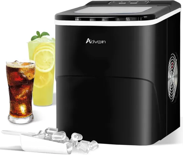 ADVWIN 2 2L Portable Ice Maker Commercial Machine for Home Bar Black