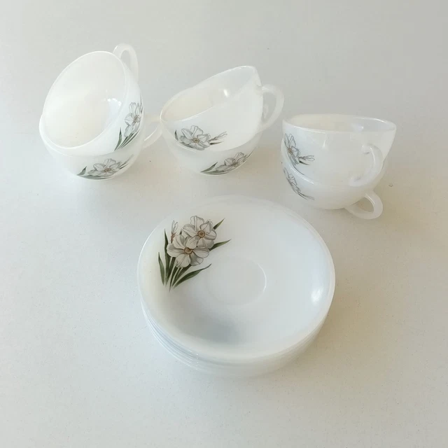 Paire De Tasses Barbotine Vintage Avec Sous Tasses Motif Vichy Bleu Et Fruits Imgx2000 9037