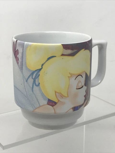 Vintage Walt Disney World Tinker Bell 10 oz Coffee Tea Cup Mug Bling Textured