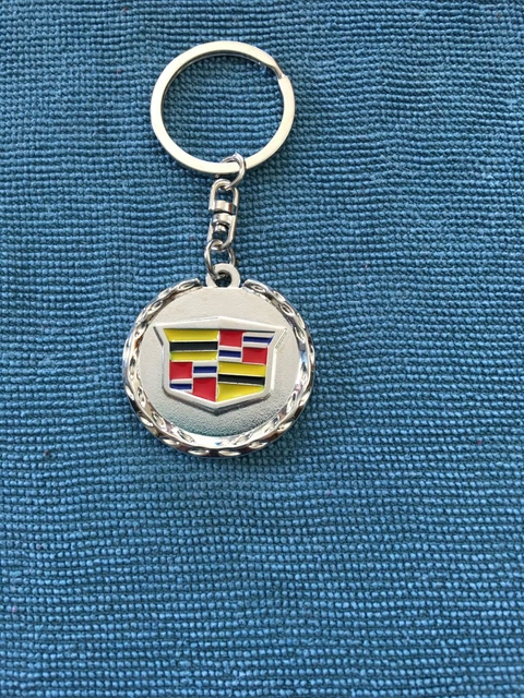 Cadillac Crest Silver Keychain, Key Ring Fleetwood Deville Eldorado Accessory