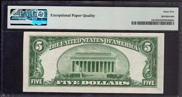 1934 A $5 Silver Certificate Note Fr.1651 Ja Block Pmg Gem Unc 65 Epq (415A) 2
