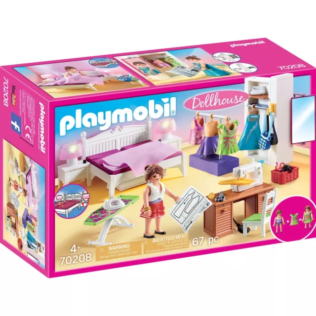 PLAYMOBIL 70208 Dollhouse Schlafzimmer mit Nähecke, Konstruktionsspielzeug