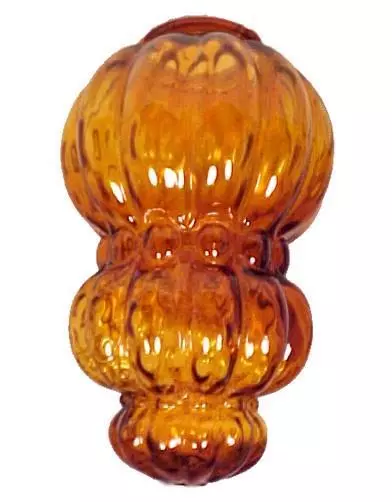 Amber Glass Swag Lamp Shade Melon Mid Century MCM Vintage Hanging Light Globe