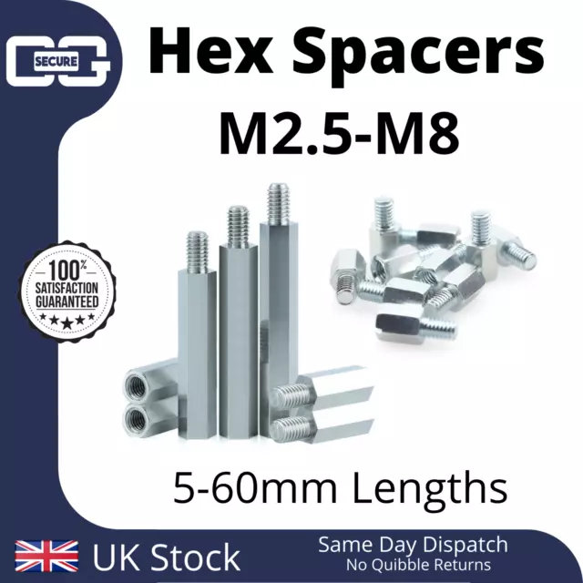 Hex Spacer Standoff Mount Fixing | PCB |  Metric |  Bolts | M2.5 M3 M4 M5 M6 M8