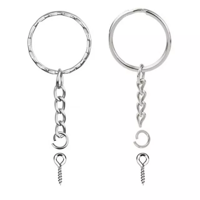 50 Pieces Split for Key Chain Rings Set with Chain and Open Jump Rings Screw Eye