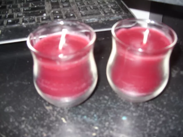 Partylite  SET OF 2 MULBERRY Mini BARREL Jar Candles  VERY RARE