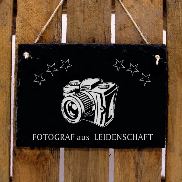 Schiefertafel Schild - Fotograf aus Leidenschaft Türschild Dekotafel 22 x 16 cm 2