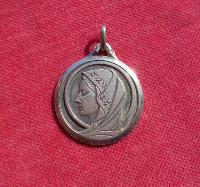 Vierge Marie - Lourdes -  Grande Médaille Pendentif  Argent  !