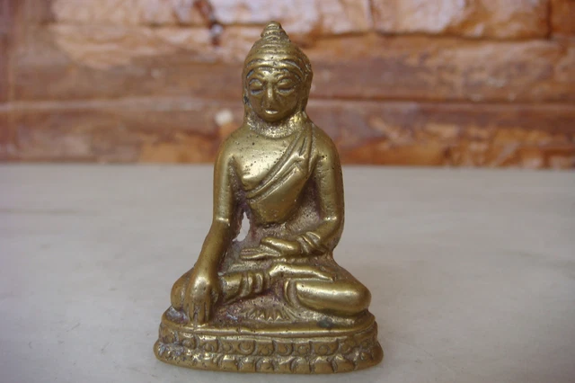 Old Antique Bronze Handmade Carved Small Buddha Statue