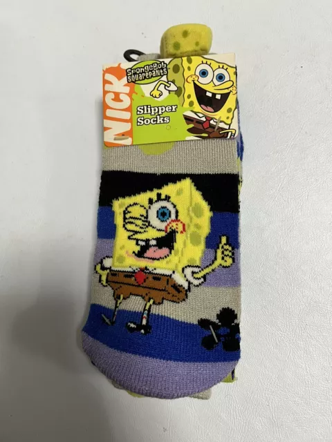 VINTAGE 2005 VIACOM NICKELODEON SPONGEBOB SQUAREPANTS SLIPPER SOCKS One Size