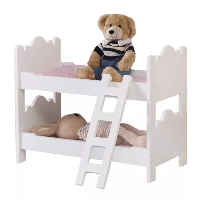 HILIROOM Dolls Bunk Beds 18 inch, Baby Doll Bunk Bed Bedroom, Wooden Dollhous...