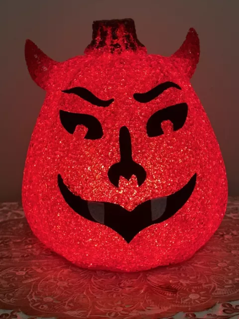 Vintage Red Devil Krampus Halloween Light Plastic Popcorn Lamp 8.5" x 7" WORKS
