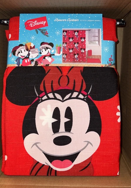 DISNEY MICKEY & MINNIE MOUSE WINTER Christmas FABRIC Shower Curtain 72×72