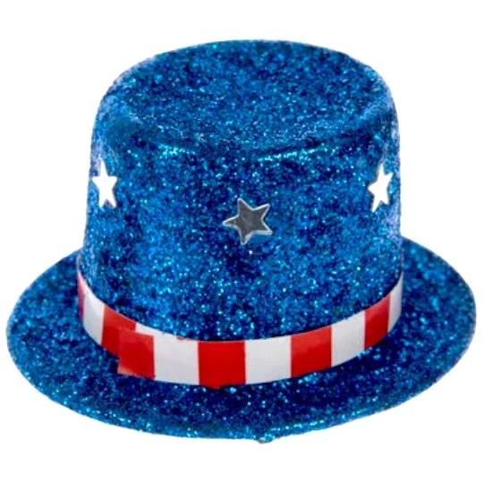 HL Craft Supply - Red White Blue Miniature Glitter Uncle Sam Hats  6pc Set