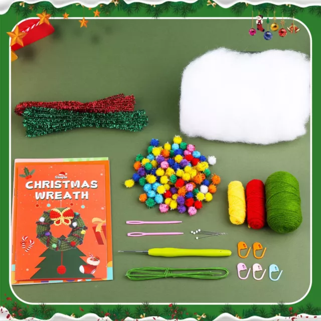 Crochet Kits Stuffed Crochet Christmas Wreath Kit DIY Accessories For Kids Adult 2