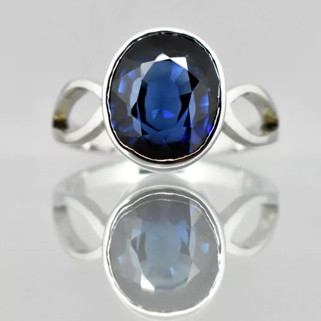 7 Cts Natural Blue Sapphire Oval Cut Solid 925 Sterling Silver Beautiful Ring