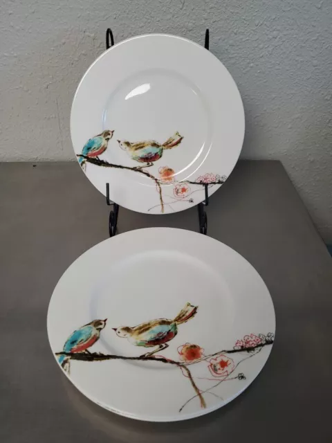 4  Lenox Simply Fine Chirp Bone China  Luncheon Plates