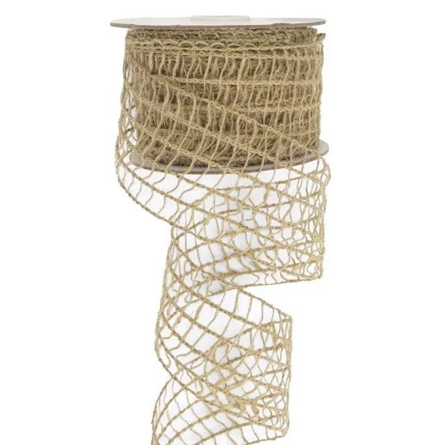 1 Rolls Rustic Wired Ribbon Jute Wired Edge Open Weave Mesh Burlap  Wreaths