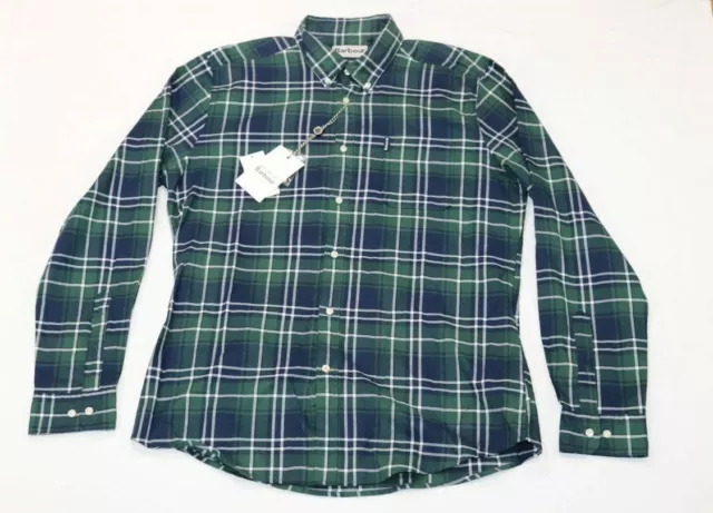 Barbour Men's Highland Check Tailored Fit Button-Down Shirt Green Combo