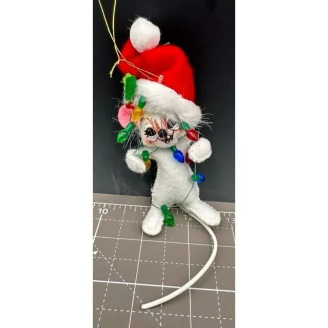 Anna Lee 2007 4 1/2 inch White Mouse with Christmas Tree Lights Ornament