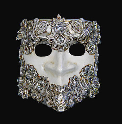 Mask from Venice Bauta Macrame White And Silver Authentic Venetian 273 - V8