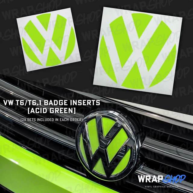 VW TRANSPORTER T6/T6.1 Front + Back Badge Inserts (Acid Green) £14.95
