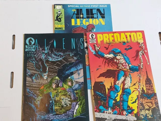 Lot Of 3 Aliens #1 Dark Horse Comics Predator #1 and Alien Legion #1