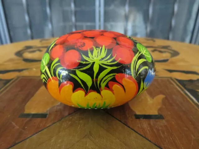 Pysanka Handpainted Decorative Lacquer Easter Wooden Egg Flowers Petrykivka