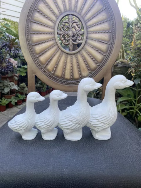 Cast Iron 4 Duck Goose Family Doorstop Chippy Countrycore Rustic Farmhouse Decor