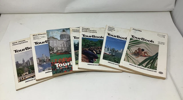 1980 AAA TourBook Lot Of 7 Florida, Georgia, Carolina, Kentucky, Indiana, Etc ￼