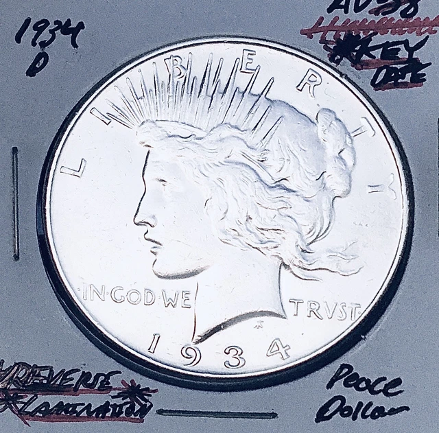 1934-D Gem Au+++! Amazing Monster Key Date! U.s. Peace Dollar. Wow!