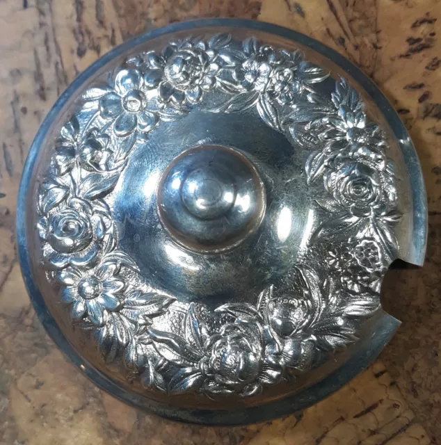 Antique Sterling Silver Repousse Jar Lid 2 7/8" S. Kirk & Son 20F - 38.3g