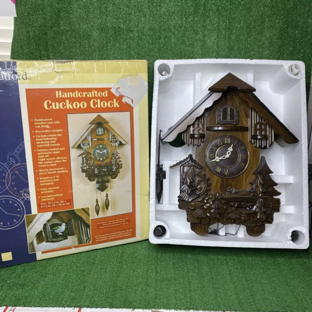 Large Musical Wooden Carved Cuckoo Clock w/ Original Box - NOT TESTED