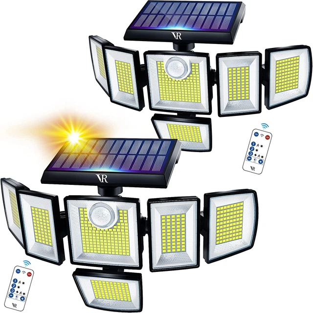 Vensstnor Solar Bewegungssensor Flutlicht Außen - 496LEDs 3500LM 3 Beleuchtung 3