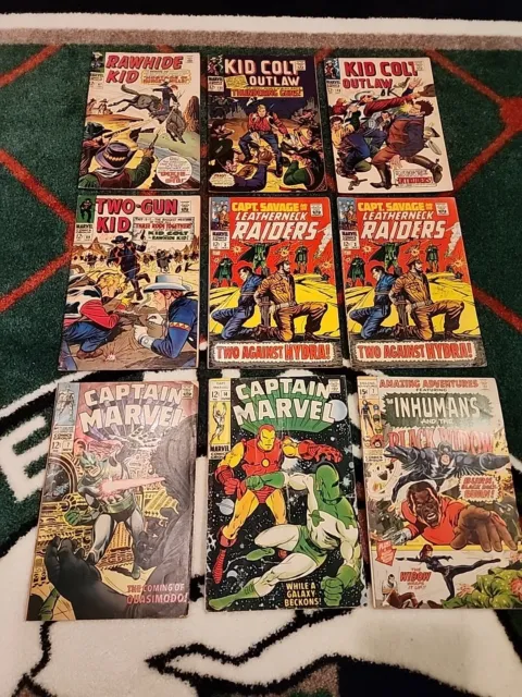 9 Issue Silver Age Marvel Lot: Captain Marvel, Capt. Savage, Two-Gun Kid, More!