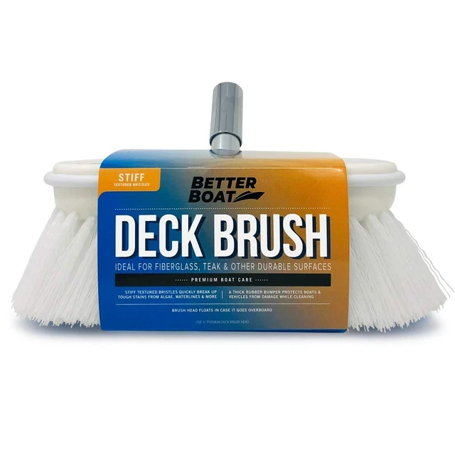 Better Boat 8 Heavy Duty Deck Brush Head - White Bristles, 3/4" Thread for...