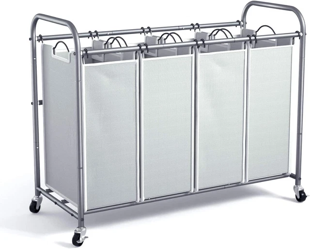 4 Bag Laundry Sorter Cart, Laundry Hamper Sorter with Heavy Duty Rolling Wheels