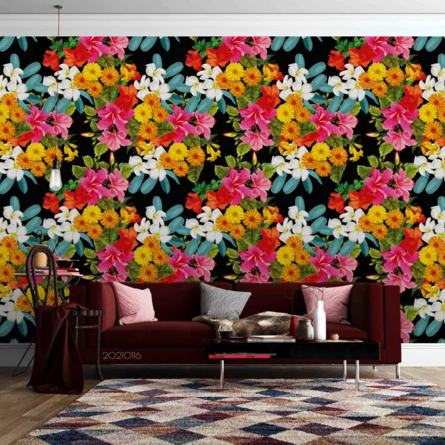 3D Beautiful Colorful Flower Self-adhesive Removable Wallpaper Murals Wall 715