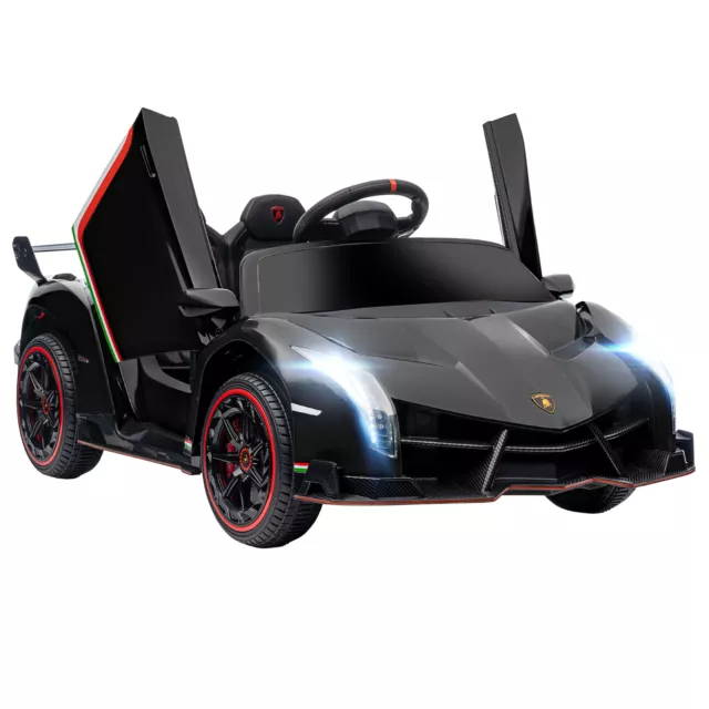 HOMCOM Macchina Elettrica per Bambini Lamborghini Veneno 12V e Telecomando Nero