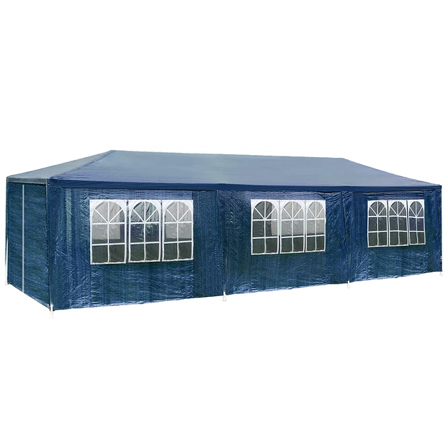 Pavillon 3x9m Festzelt Partyzelt Garten Bier Zelt mit 8 Seitenteilen wasserdicht