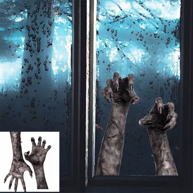 Halloween Scary Ghost Hand pegatina de pared puerta ventana pegatina fiesta hogar D