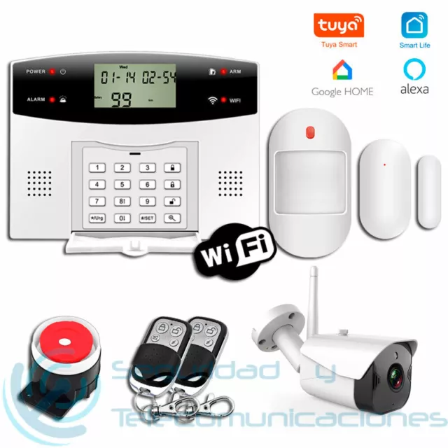 ALARMA SIN CUOTAS WIFI GSM PSTN TUYA SMARTLIFE con CAMARA EXTERIORES